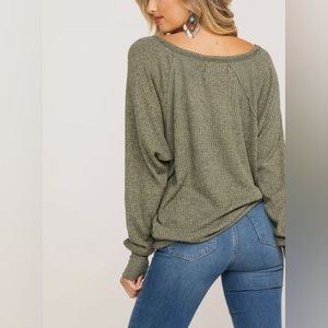New W Tags Free People Furngully Green Pull over Long Sleeve Shirt